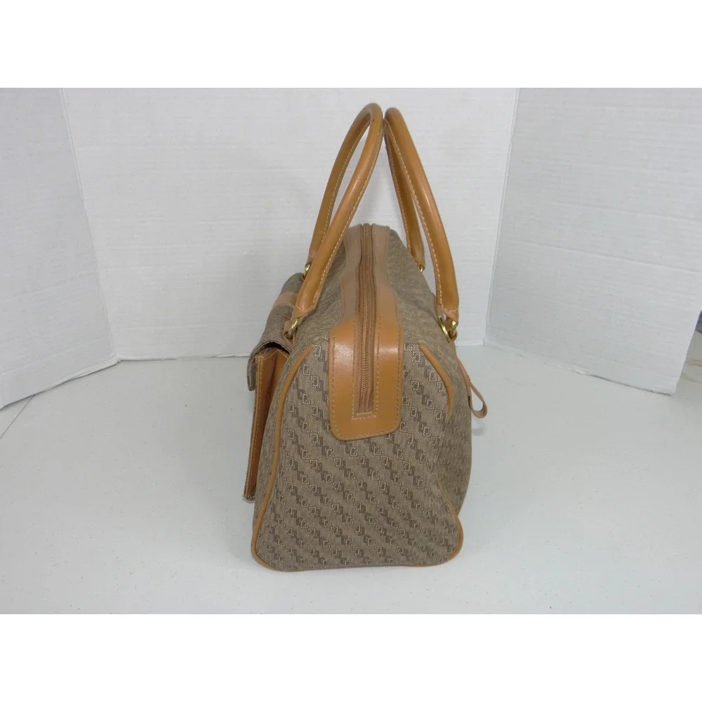 CL America Monogram Canvas Satchel Bag Brown Tan Front Organizer Pocket 3765